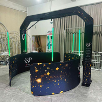Nouvelle machine de photomaton 360° Vogue Overhead pour événements et fêtes, avec caméra et cabine vidéo 360°, incluant un fond de scène