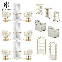Fauteuil-lit de lavage portable de luxe blanc avec bac en fibre de verre, design semi-inclinable pour ensemble de mobilier de salon de coiffure