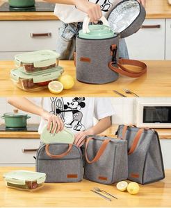 Bolsa Térmica Reutilizable Impermeable para Picnic, Ecológica, con Diseño de Letras Impresas, Bolsa para Almuerzo, Muestra Gratis Después de Consultar - Product Image 5