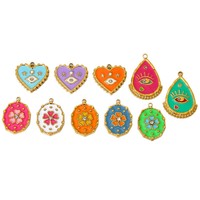 Pendentif en acier inoxydable Goutte d'huile Œil du diable Fleur Cœur Goutte d'eau Pendentifs de mode Charmes