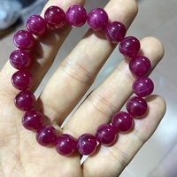 Hairuhq — perles synthétiques, 6 8 10 12mm, bijoux, trou de perceuse rubis, étoile rouge, Bracelet, perles amples