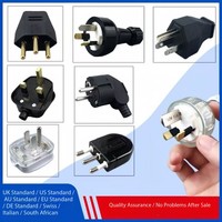 Câble de connexion électrique détachable assemblé britannique/américain/australien/européen/allemand/italien/afrique du Sud, noir et blanc
