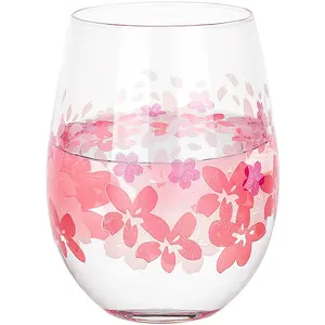 טמפרטורת רגיש stemless יין זכוכית קר סאקורה צבע שינוי יין זכוכית כוס
