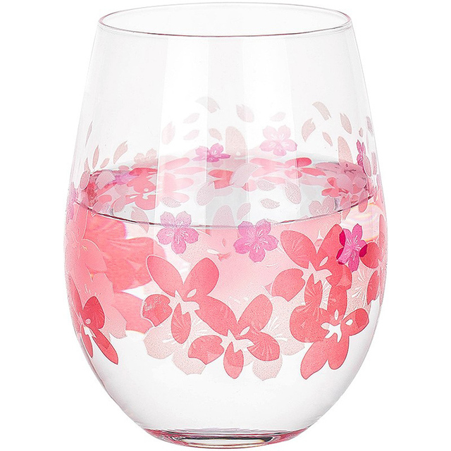 Temperature Sensitive Stemless Wine Glass Cold Sakura Color Changing Wine Glass Cup