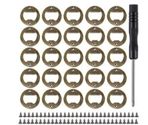 Custom Wholesales 25pieces 40mm Bottle Opener Inserts with <b>Screws</b> <b>Chrome</b> Iron DIY Wine Soda Cap Catcher Kitchen Accessories - Product Image 2