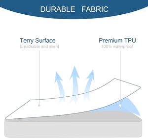 Protège-matelas ajusté imperméable et absorbant en tricot uni, taille Queen, poche profonde de 18 pouces, en tissu éponge, <span class=keywords><strong>lavable</strong></span> en machine - Product Image 5