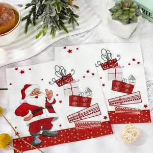 Serviettes en papier de Noël avec motif étoile du Père Noël, carrées, 1 à 20 pièces, pour décorations de table de fêtes - Product Image 2