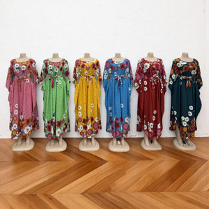 Mùa Hè Cổ Điển Vòng Cổ Belted Giản Dị Cộng Với Kích Thước Của Phụ Nữ Dài Tay Áo In Váy - Product Image 5