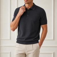 Maßgeschneidertes Herren-Poloshirt aus Wollmischung mit Kurzarm, Maschinenwäschbar, Umlegekragen, OEM ODM Quellfabrik, Private Label