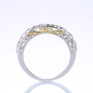 Anello di Fidanzamento F264 in Argento per Donna con Diamanti Naturali Taglio Brillante Rotondo Colore G e Pietre Laterali - Product Image 6