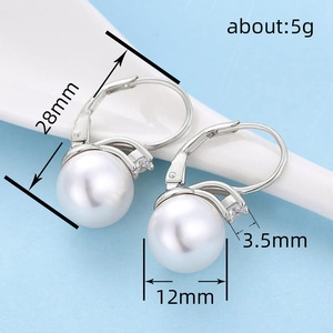 Orecchini Pendenti Stile Perla con Zirconia Cubica per Donne, Eleganti Gioielli di Moda Quotidiana - Product Image 5