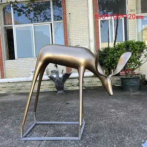 Personalizado al aire libre Jardín de acero inoxidable grandes ciervos escultura estatuas para la venta