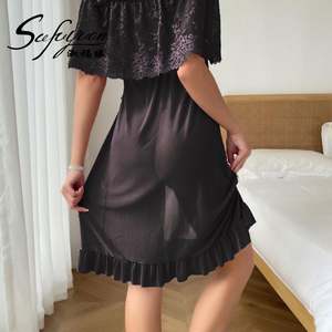 SFY-Y5136 Conjunto de Lencería Romántica Violeta con Abertura Lateral y Volantes, sin Tirantes, de Encaje, para Mujer, Talla Grande - Product Image 6