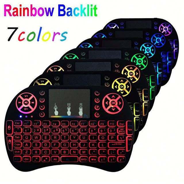2.4G I8 Mini Wireless Backlit Keyboard Air Fly Mouse Android TV Box Remote Control English Russian for IOS Windows Systems