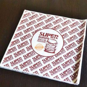 Custom Logo Food Grade <b>Silicone</b> Hamburger Packaging <b>Grease</b> Proof / Baking / Waxed Wrapping Paper Coated Pulp Greaseproof Paper - Product Image 3