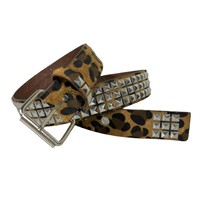 Ceinture cloutée tendance Y2K Punk Gothique en similicuir imprimé léopard et zèbre, ceinture à rivets unisexe pour streetwear, accessoire de costume pour jeans