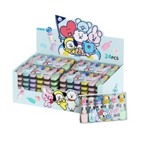 LM MD-220 Ensemble de surligneurs mignons à pointe oblique 6 couleurs, design attrayant, marqueur étudiant multicolore, sac en PVC