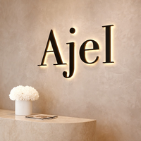 Lettres en acier inoxydable miroir doré avec rétroéclairage LED, enseigne lumineuse 3D personnalisée avec halo, étanche, intérieur et extérieur