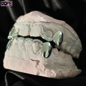 Hiphop Bijoux Moissanite <span class=keywords><strong>Grillz</strong></span> Solide Argent 925 10 Top 10 Bottom Glacé VVS Diamant Dents Personnalisées <span class=keywords><strong>Grillz</strong></span> Pour Dents - Product Image 6