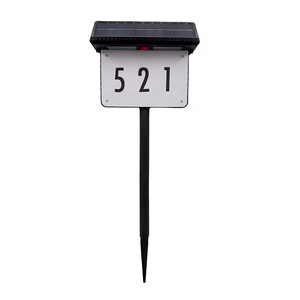 Panneau d'adresse solaire pour jardin avec piquet de fixation, plaque de numéro de <span class=keywords><strong>maison</strong></span> extérieure pour la décoration de la cour et du jardin - Product Image 1