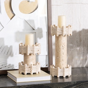 Porte-bougie géométrique moderne en marbre Dia125*175 Dia125*305 Support décoratif pour bougies pour la décoration intérieure OEM accepté - Product Image 1
