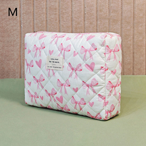 Custom Wholesale Bow <strong>Quilted</strong> <strong>Makeup</strong> <strong>Bag</strong> Set Large Capacity Zipper Cotton Cosmetic <strong>Bag</strong> Travel <strong>Makeup</strong> <strong>Bag</strong> for Women - Product Image 4