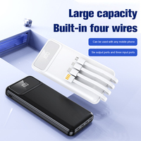 Batterie externe portable mini 10000 mAh avec charge rapide 22,5 W, 4 câbles et interface d'entrée Micro USB, batterie Li-polymère