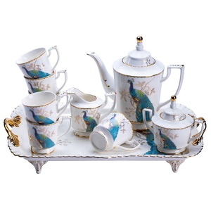 Low Price Discount European Luxury Peacock Pattern Afternoon Tea Ceramic Tea <b>Set</b> - Product Image 3