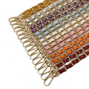 Petite chaîne de parfum personnalisée, chaîne horizontale en cuir Pu Bandoulière Diy chaîne de sac de couleur aluminium + cuir 1 cm de large/ - Product Image 3