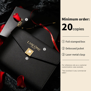 Cuaderno de cuero PU de lujo con logotipo personalizado, juego de regalo con caja y bolígrafo, carpeta de anillas A5 A6 para planificadores de reuniones de oficina de negocios - Product Image 3