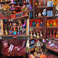 Kit de construction de maison miniature personnalisable Magic Shop Book Nook, puzzle en bois 3D écologique, maison de poupée miniature découpée au laser, cadeau DIY