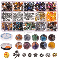Kit de perles d'agate de feu en pierre naturelle de 8mm, coffret de perles en vrac pour la fabrication de bijoux, accessoires de Bracelet faits à la main