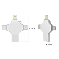 Clé USB Métallique Populaire 4-en-1 3.0 8 Go-256 Go Haute Vitesse pour iPhone Android OTG Transfert de Données Rapide