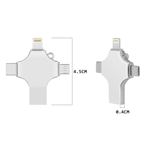 แฟลชไดรฟ์ USB 3.0 ยอดนิยม 4 in 1 ความจุ 8GB-256GB ความเร็วสูง สำหรับ <span class=keywords><strong>iPhone</strong></span> Android ถ่ายโอนข้อมูลรวดเร็ว OTG ยูเอสบีดิสก์ - Product Image 1