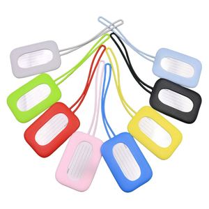Étiquettes de bagages carrées en silicone écologiques avec logo sérigraphié, étiquettes anti-perte pour bagages, cadeaux d'affaires et promotionnels - Product Image 1