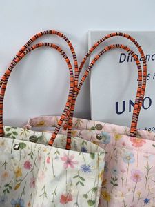 Bolsa de Almuerzo Bordada de Otoño Invierno, Estilo Minimalista, Casual, para Estudiantes, de Lona, para Llevar en la Mano - Product Image 2