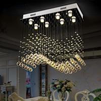 Lustre LED rectangulaire moderne de luxe en cristal K9, à intensité variable, économe en énergie, pour villa, salle à manger, salon, cuisine