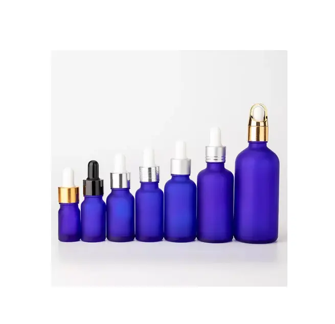 Professional Manufacture 5ml 10ml 15ml Multi-Model Purple Frosted Dropper Glass Frosted Bottle