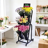 Rak Display Logam Modern untuk Toko, 6 Wadah, Bunga Kering & Segar, Tanaman Hias Buatan, Dekoratif, Hijau