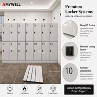 Lemari Loker Elektronik HPL Putih dengan Kunci Digital Tahan Air & Tahan Api untuk Penggunaan di Gym, Rumah Sakit, Hotel