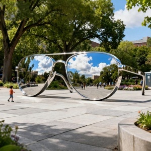 Sculture di Occhiali in Acciaio Inossidabile <span class=keywords><strong>per</strong></span> Decorazione Pubblica di Parchi e Giardini, Grandi Decorazioni <span class=keywords><strong>per</strong></span> Esterni - Product Image 4