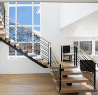 Escalier Optima au design moderne, escalier intérieur en bois massif, en forme de L, droit, flottant, à monopoutre, durable