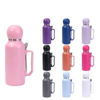 Termo Creativo con Tapa de Bola, de Acero Inoxidable, con Asa, Color Sólido, Botella de Agua Aislada al Vacío, Portátil para Deportes al Aire Libre