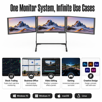 Moniteur portable triple écran AHXJKA 18,5 pouces 1080P IPS pour le travail, affichage USB-C, compatible Windows et Mac