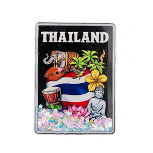 แม่เหล็กติดตู้เย็นของที่ระลึกแบบกำหนดเอง แม่เหล็กอะคริลิคแบบเขย่าได้พร้อมกลิตเตอร์เหลวแบบไดนามิก ประเทศไทย ปารีส - Product Image 5