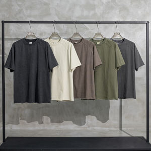 Popolare t-shirt oversize in puro cotone 275gsm girocollo a maniche corte lavata con orlo sfrangiato Raglan traspirante - Product Image 6