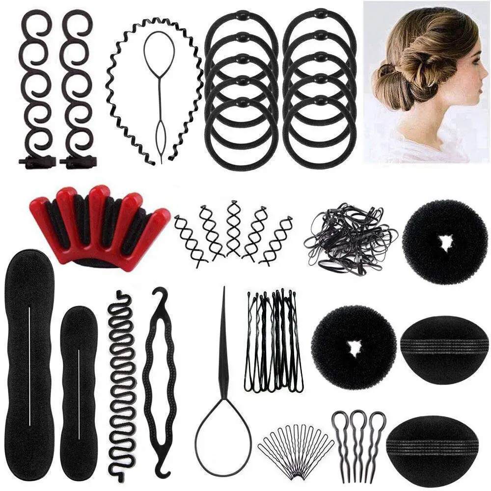 Mylulu Nieuwe 53 Stuks Van Haarbakje Set Breien Bal Hoofd Bloem Vlecht Bruid Haaraccessoires Twist Vlecht Hair Extension Tool