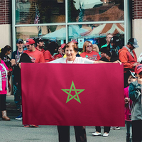 Drapeau du Maroc BOLISI 3x5 pieds 100% polyester à double couture 90x150cm imprimé pour extérieur, pour célébrations et manifestations