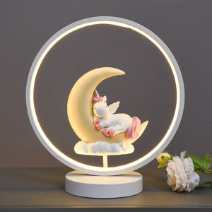 Mignon <span class=keywords><strong>Licorne</strong></span> Résine Animal Résine Statue Veilleuse USB Alimenté Lampe De Table <span class=keywords><strong>Chambre</strong></span> Décor Cadeau pour Enfant - Product Image 1