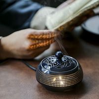 Brûleur d'Encens Électrique à Bakhoor Religieux Écologique en Céramique Personnalisé de Style Antique avec Veilleuse pour la Décoration Intérieure